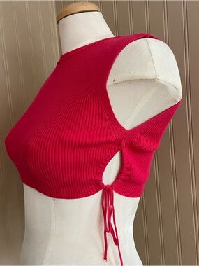Zara Ribbed Side Cut Out Crop Top Pink Tank Women’s Size Small